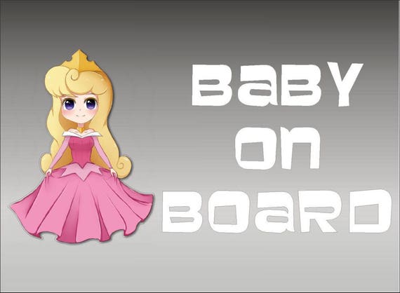 Aurora Baby On Board Disney Princess Disney Character Etsy