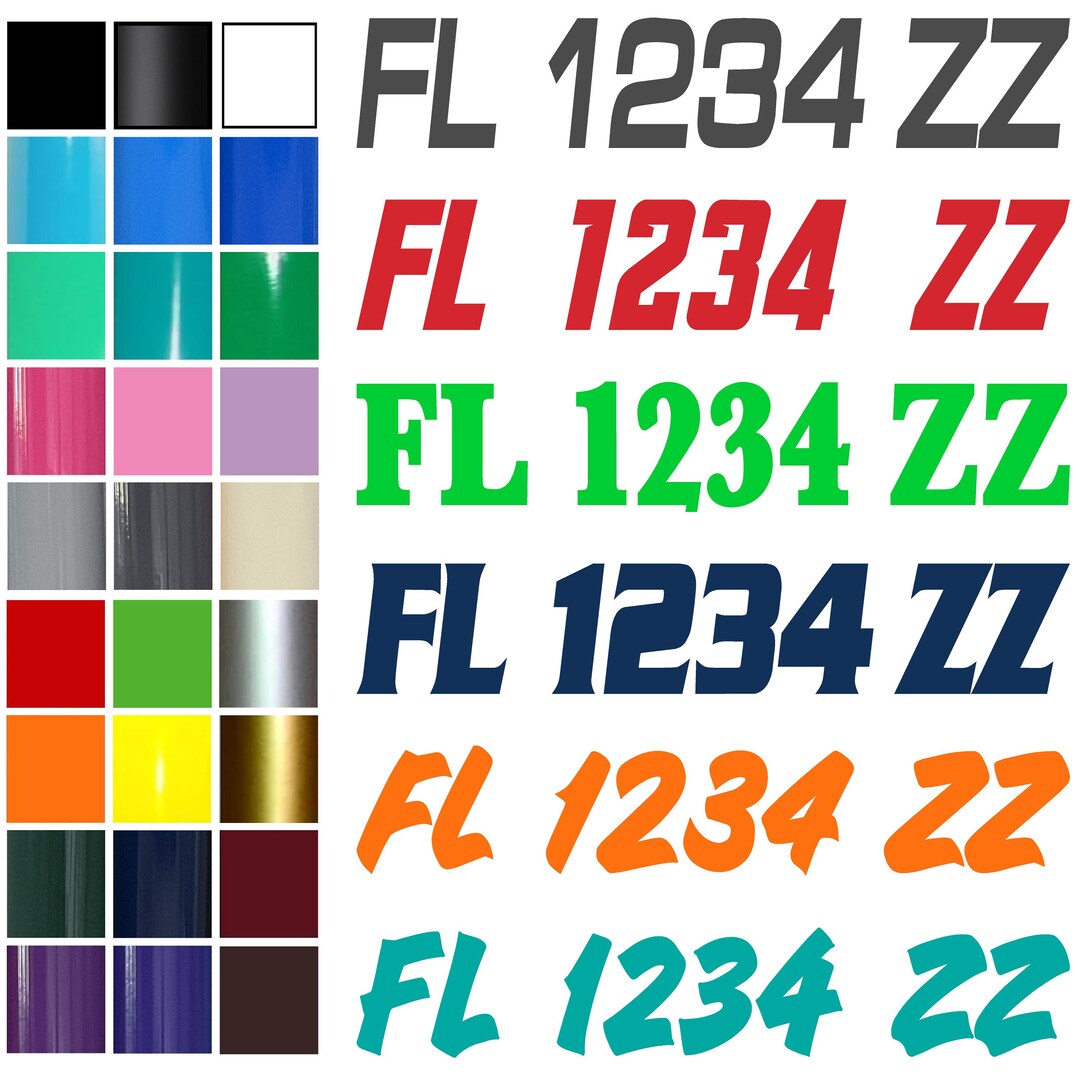 Register Tap Graphics Boat Registration Numbers 1CL / 2 Pack/custom State Registration ...