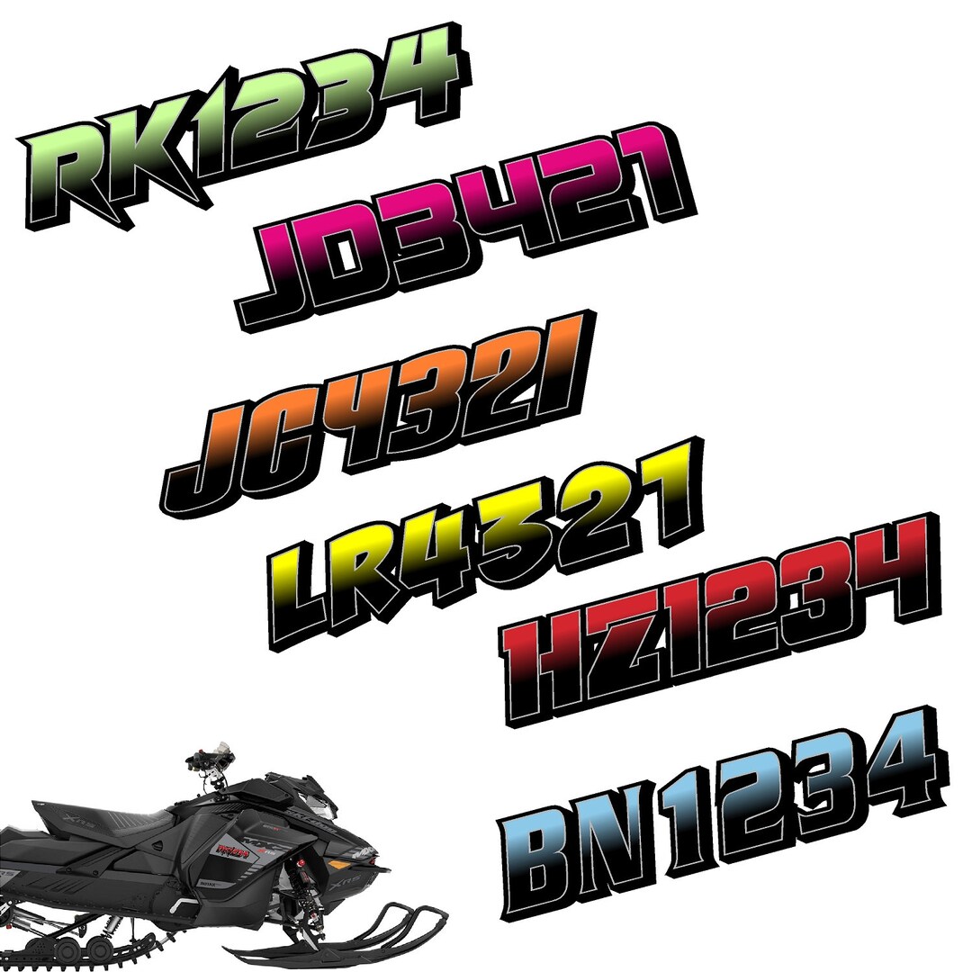 Snowmobile Registration Numbers GRB / PAIR / Personalized State