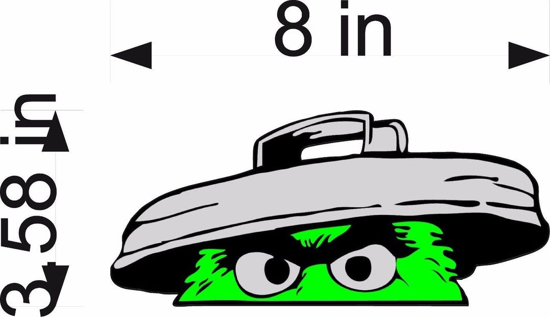 Oscar The Grouch Trash Peek-a-boo 7x5 Inch Vinyl Graphic Decal