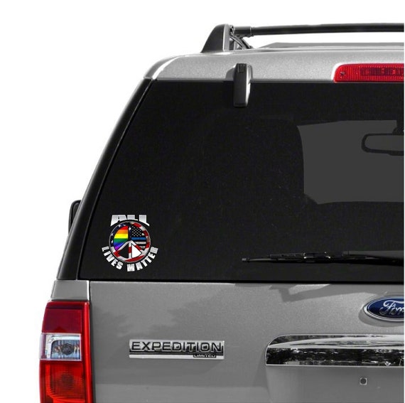 thumbnail image 2 of All Lives Matter Peace Thin Blue Line Equality Vinyl Decal - 6.5" X 6.48" Glossy 2 of 5