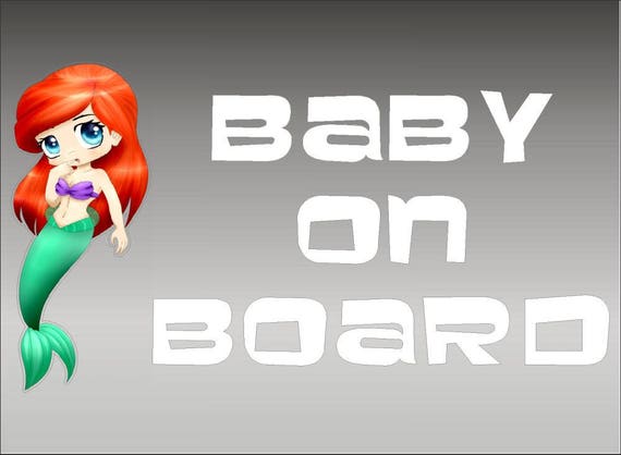 Little Mermaid Inspired Car Decal Sticker/ Baby on Board Truck Sign 