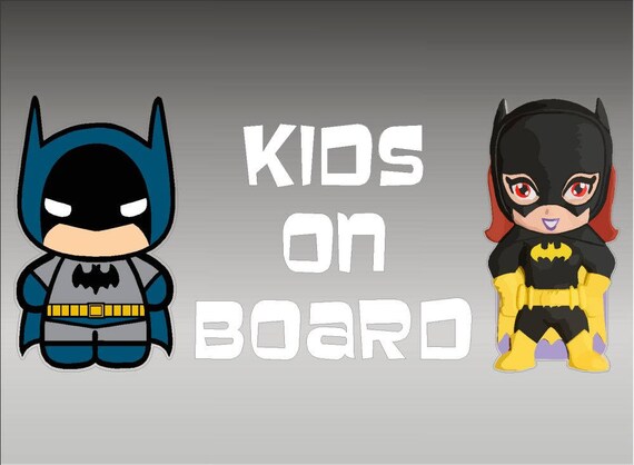 Batman And Batgirl Kids On Board Dc Comics Batman Vinyl Etsy