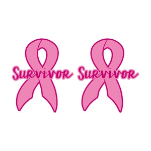 Survivor Ribbons Decal Set | 2 PACK | Vinyl Vehicle Breast Cancer Awareness Decals | Adheres to Any Smooth Surface