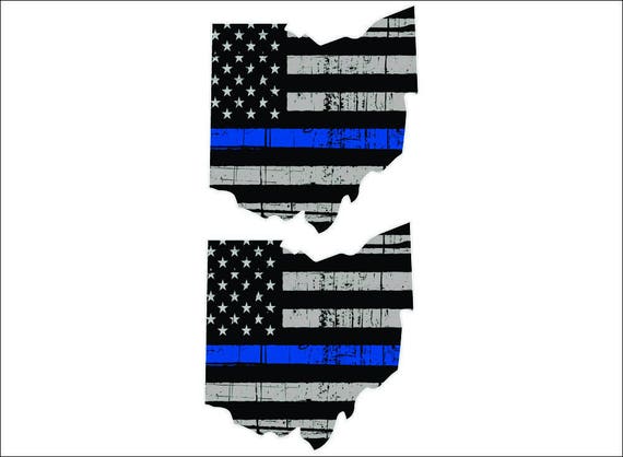 Thin Blue Police Officer/'s Tattered Flag Heart Decal Various sizes Free Ship