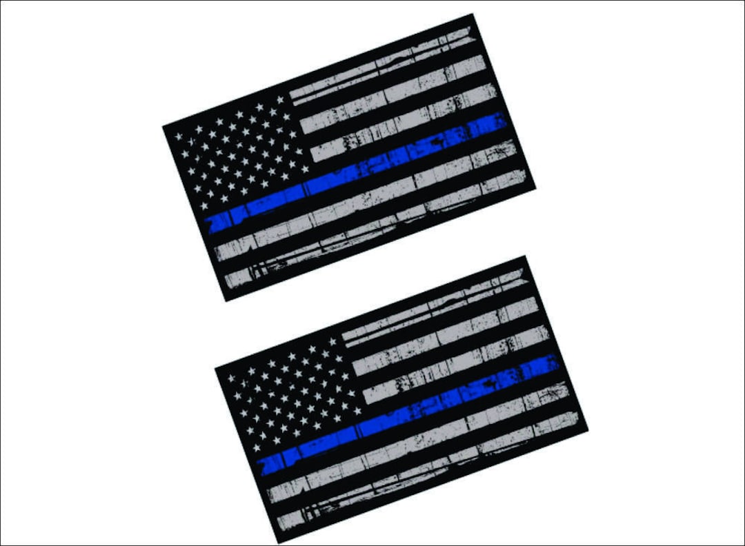 (4 PACK) Aluminum Police Officer Thin Blue Line American Flag Decal Sticker