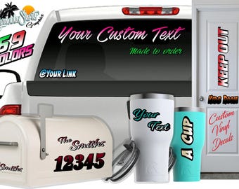 Custom Text Decal / Custom Vinyl Graphic / Premium Vinyl Lettering / Car, Truck, Van, Boat, Window, Wall Sticker CTDP