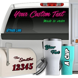 Custom Text Decal / Custom Vinyl Graphic / Premium Vinyl Lettering / Car, Truck, Van, Boat, Window, Wall Sticker CTDP