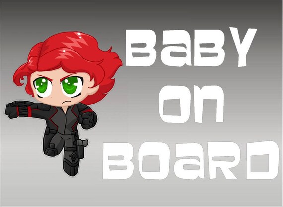 Black Widow Baby On Board Marvel Comics Avengers Superheros Etsy