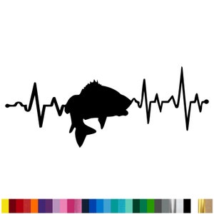 Fishing Addict Heart Beat Decal | Vehicle, Home, Laptop or any Smooth Surface | Recreational Vinyl Graphic Sticker
