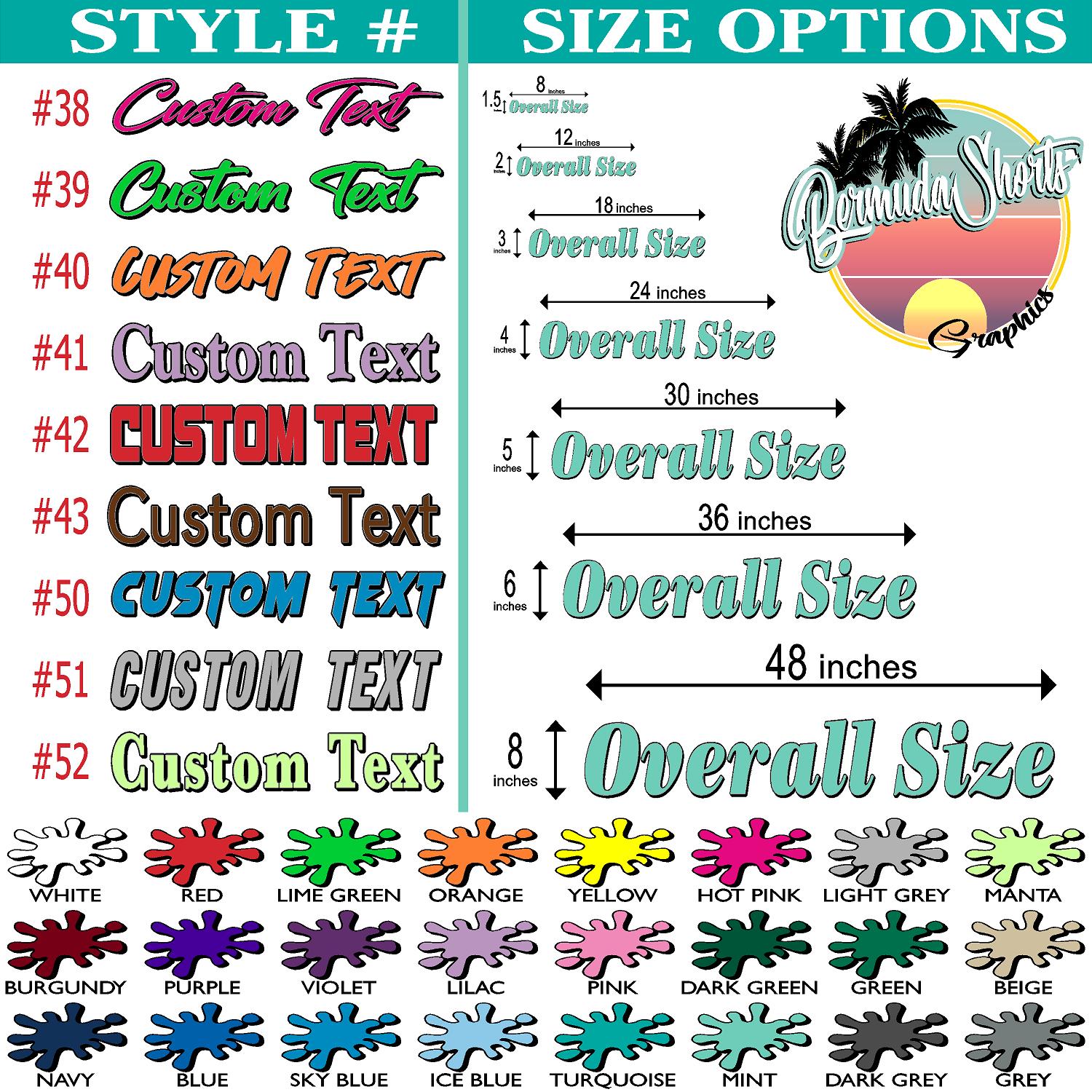 Custom Vinyl Lettering Decals for Cars, Trucks, Windows and Vans #38-52 ...