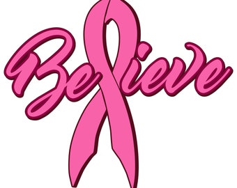 Believe for a Cure Breast Cancer Awareness Vinyl Decal Ribbon | Vehicle Window Graphic Sticker