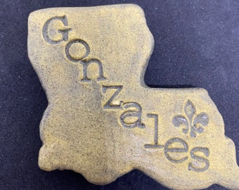 Gonzales Louisiana  Ornament or Magnet with Fleur Dis Lis , Hand-made Ceriamc Ornament/ Magnet