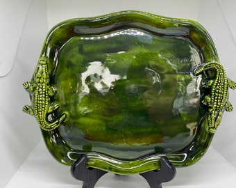 Slip Into Clay Oval Alligator Serving Dish