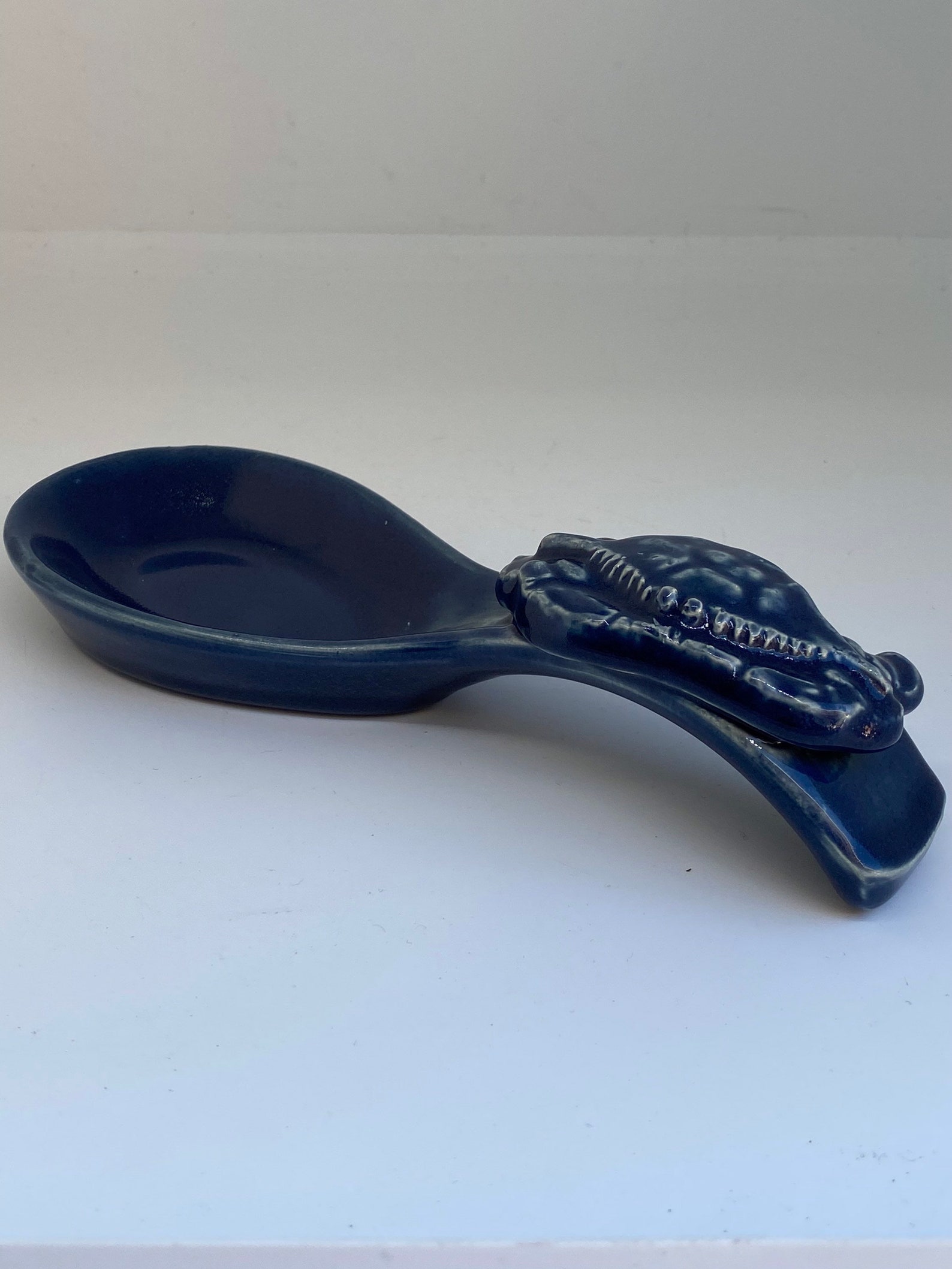 Navy Crab Spoon Rest Ceramic Handmade Etsy
