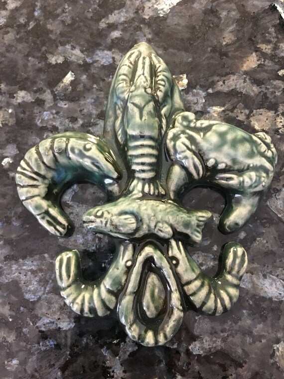 Fleur De Lis Seafood Ornament Blue Crab Shrimp Crawfish Fish Etsy