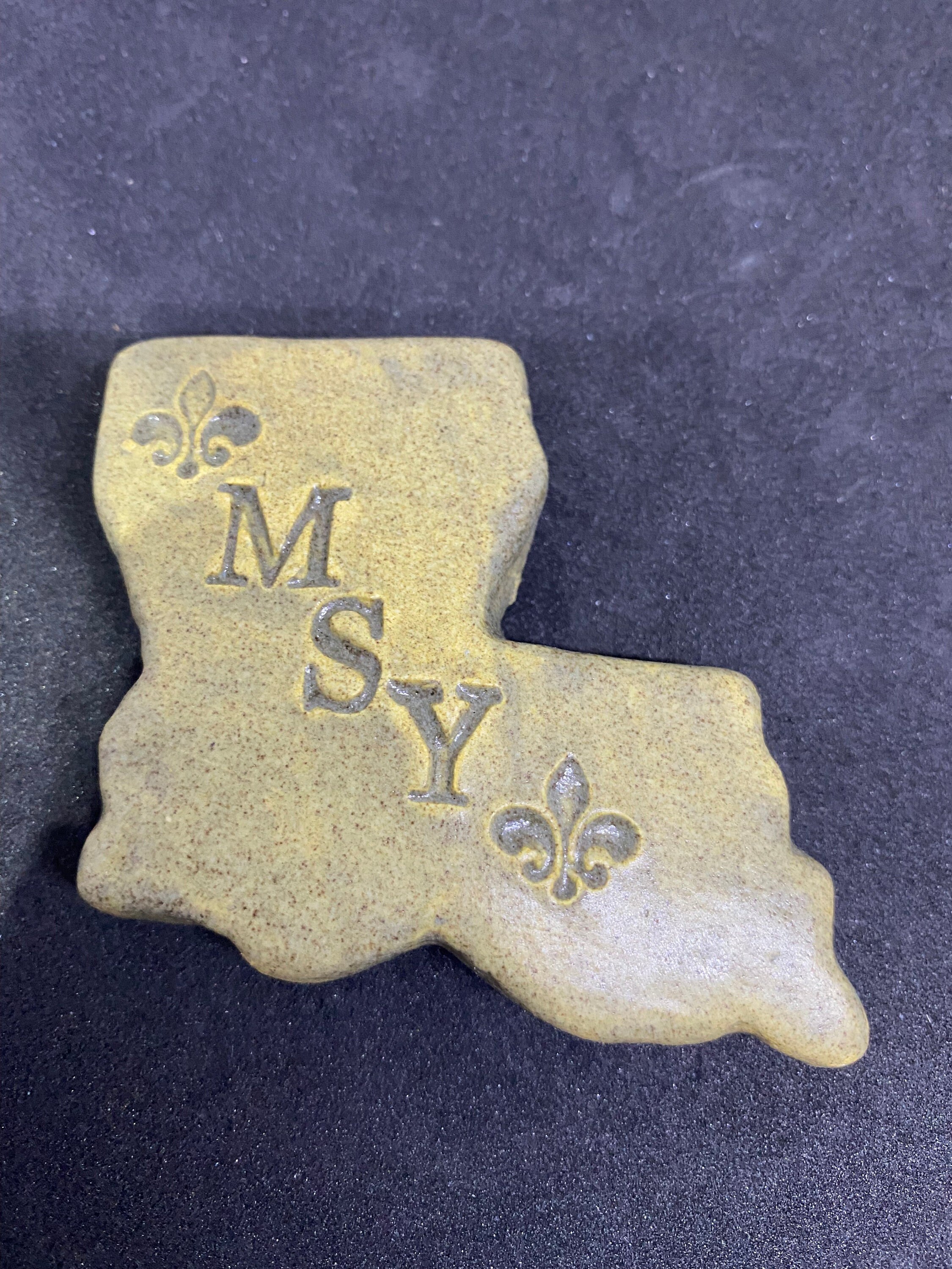 MSY Louisiana Ornament or Magnet with Fleur Dis Lis, Hand-Made Ceramic