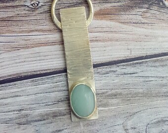 Amazonite Sterling Silver Textured Necklace // OOAK Necklace Pendant