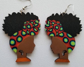 Afrocentric wooden earrings