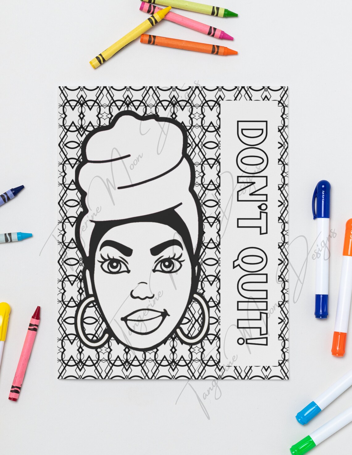 African American Coloring Page Adult Coloring Stress Reducer Digital ...