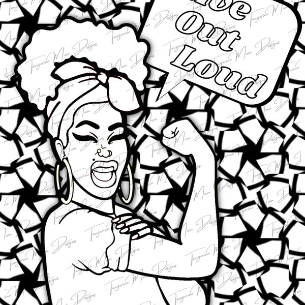 African American Coloring page | Adult coloring | Stress reducer | Digital Printable Download | Motivational page | Wall Art | Cocoa Twins