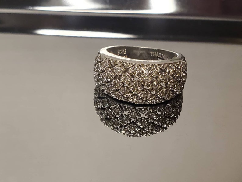 Domed CZ Sterling Silver Ring Size 7