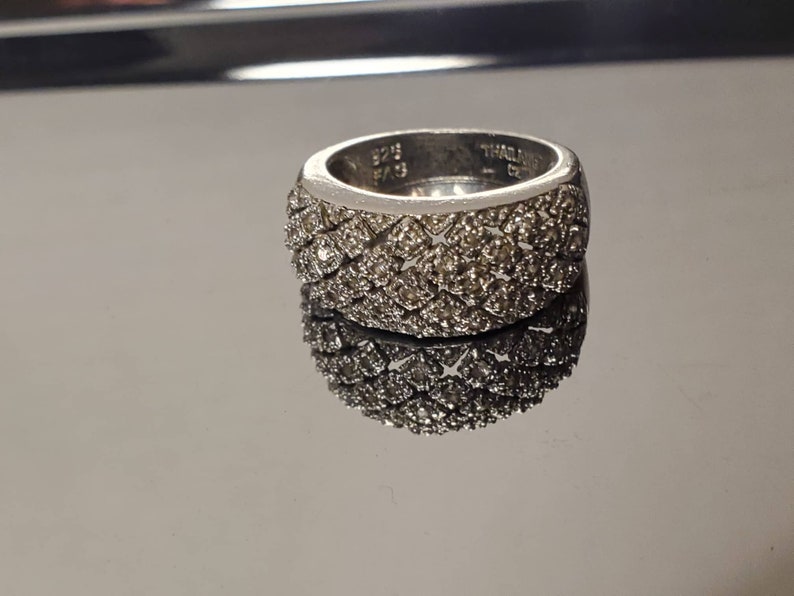 Domed CZ Sterling Silver Ring Size 7