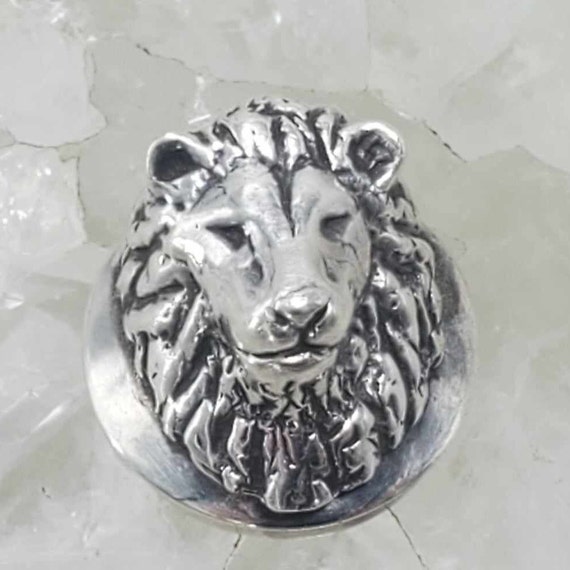 Lions Head Sterling Silver Button Cover - image 6