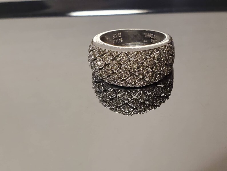 Domed CZ Sterling Silver Ring Size 7