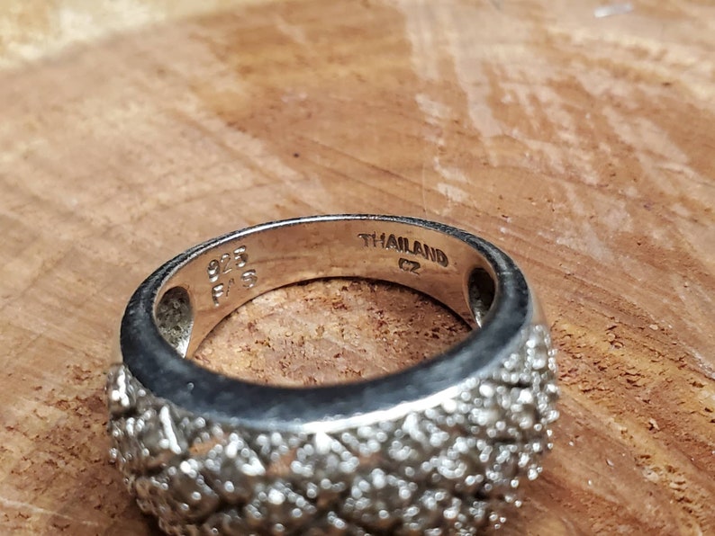 Domed CZ Sterling Silver Ring Size 7