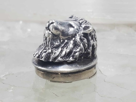 Lions Head Sterling Silver Button Cover - image 2