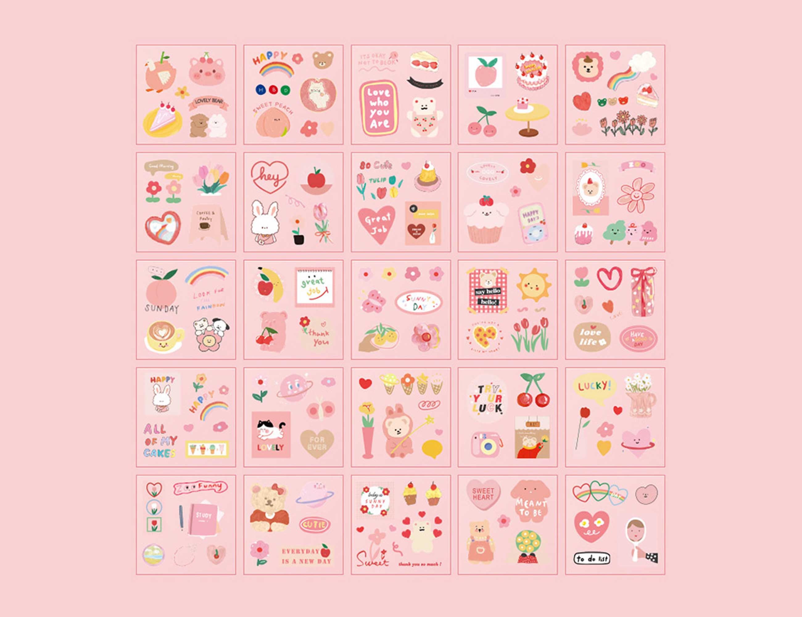 Small Clear Kawaii Cute Stickers for Deco Bottle and Journal Note Cute ...