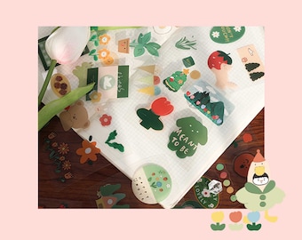 Small Clear Kawaii Cute Stickers for Deco Bottle and Journal Note Cute Sticker Pack Paper and Craft Journal Stickers Die Cuts