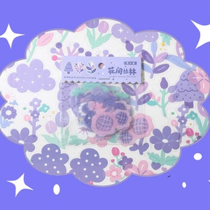 Flower Clear Sticker for Deco Bottle and Journal Kawaii Stickers Cute Sticker Pack Paper and Craft, Journal Stickers Die Cuts