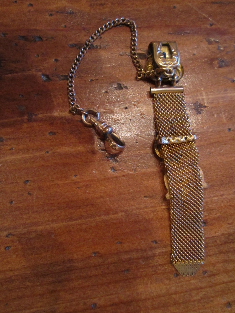 Antique Vintage 14K Gold Filled Mesh Watch Fob With Heart That Etsy