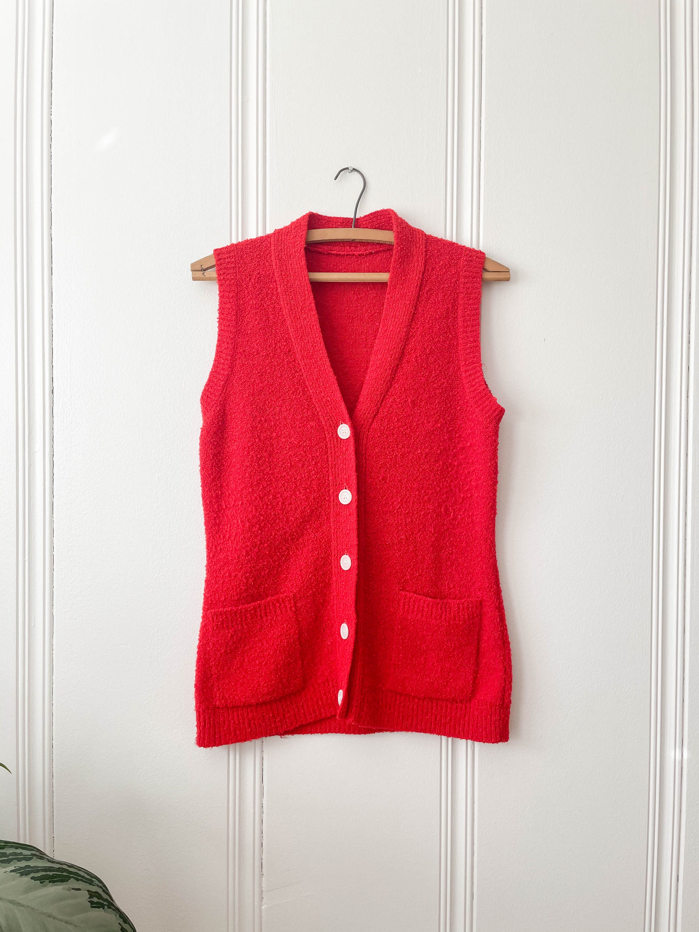 Vintage Red Knit Sweater Vest I Button Down Cardigan Vest Etsy