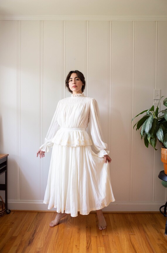 Vintage Hand Smocked White Special Occasion Dress