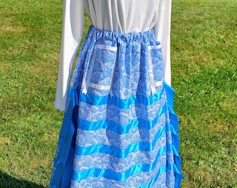 Water design ribbon skirt size small to XXXL with pockets