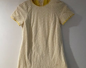 Vintage retro yellow mini dress unknown brand