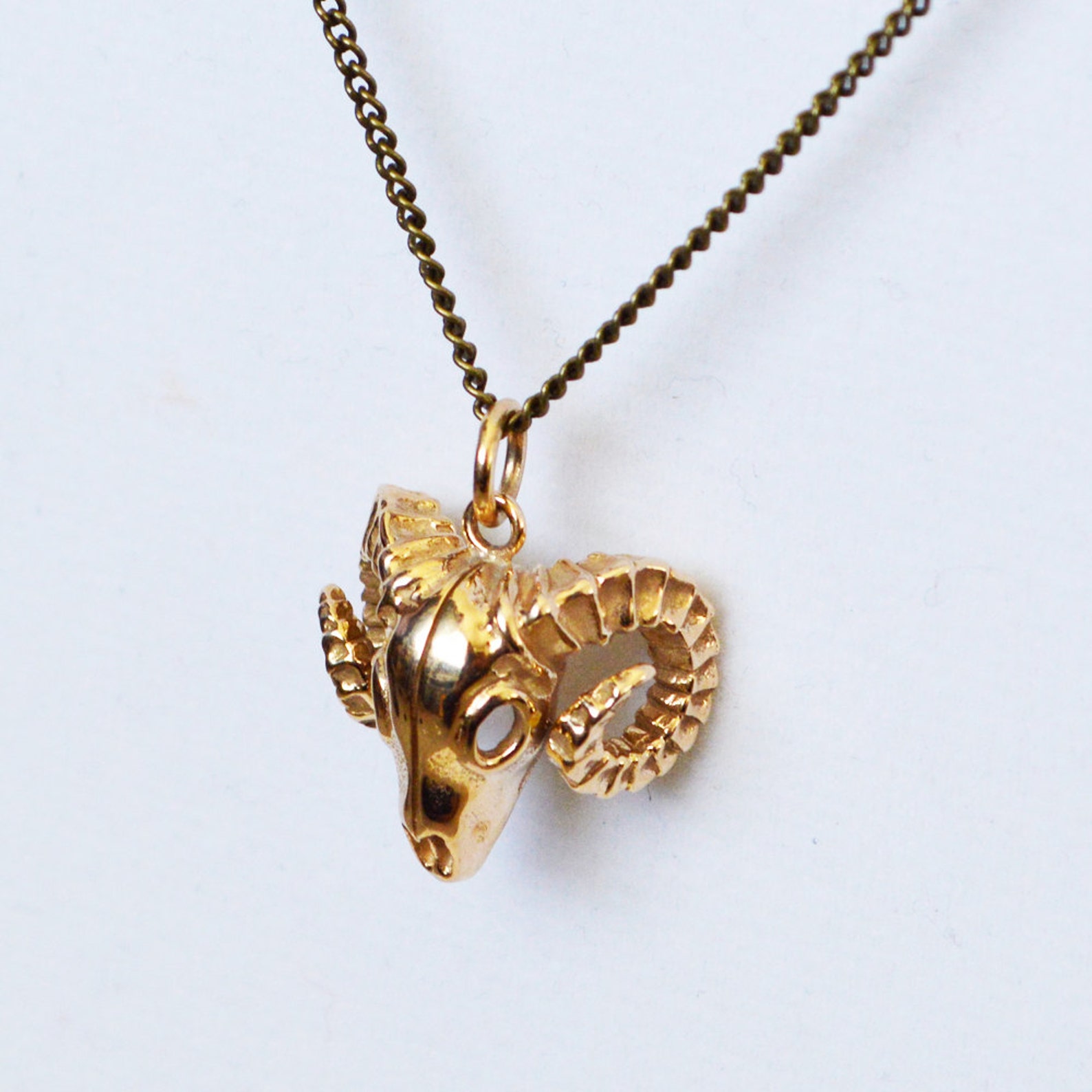 Big Horn Sheep Ram Skull Talisman Necklace Withgold Bronze - Etsy