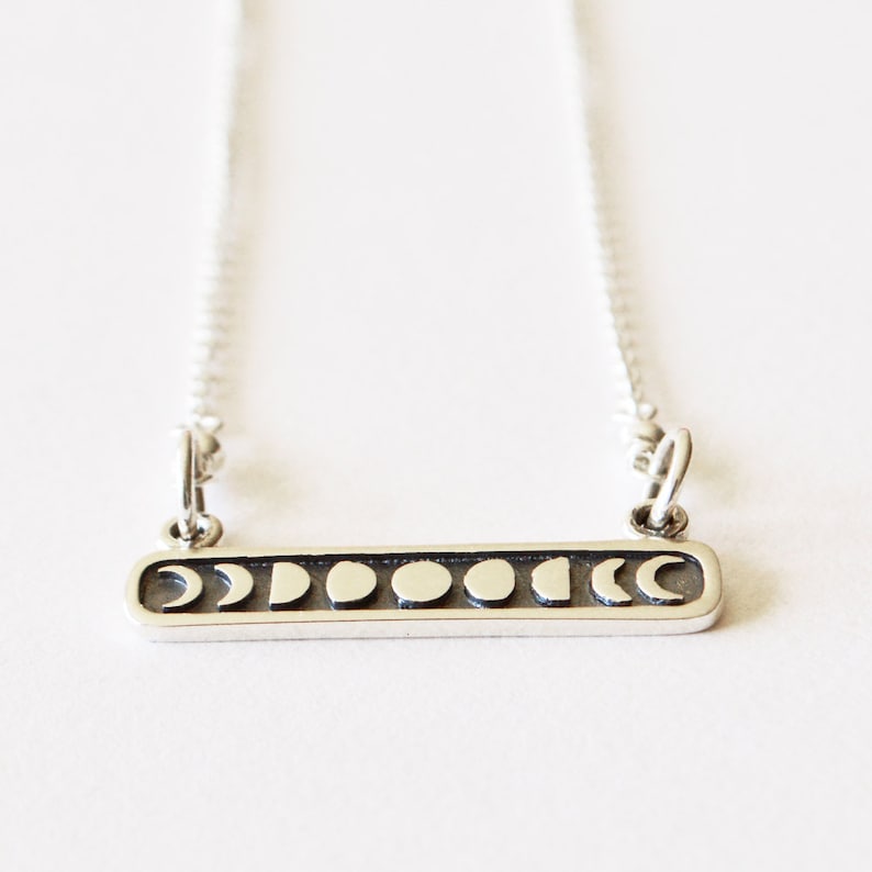Phases of the Moon Sterling Silver Festoon Necklace, Celestial Necklace