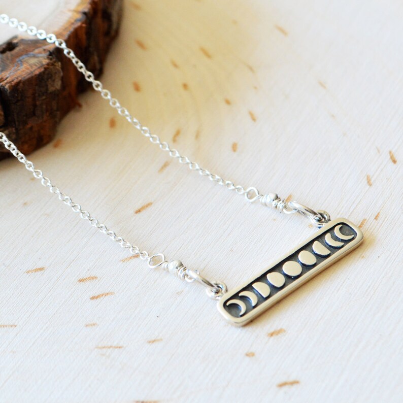 Phases of the Moon Sterling Silver Festoon Necklace, Celestial Necklace