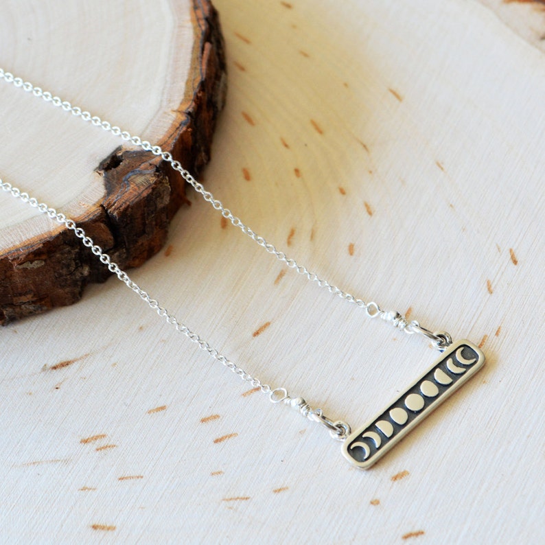 Phases of the Moon Sterling Silver Festoon Necklace, Celestial Necklace