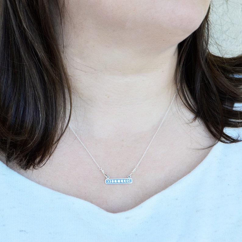 Phases of the Moon Sterling Silver Festoon Necklace, Celestial Necklace