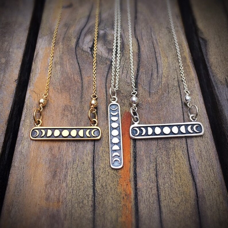 Phases of the Moon Sterling Silver Festoon Necklace, Celestial Necklace