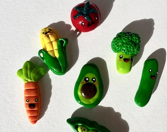 Veggie Polymer Clay Magnet Set