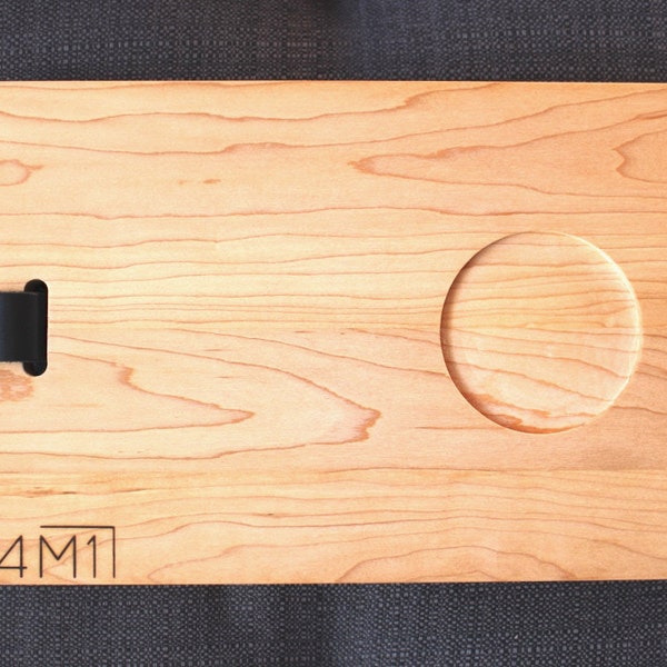 Plateau de dégustation, planchette de service, planche bois cuir, plateau bois minimaliste, minimalist wood platter