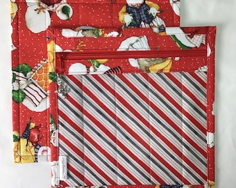 Project Bag 10" x 10" Snowmen and Stripes