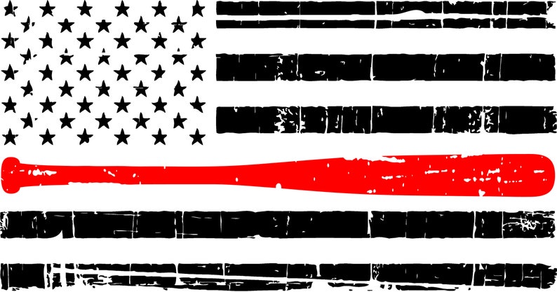 Download Distressed Thin Red Line Baseball Bat American Flag SVG | Etsy