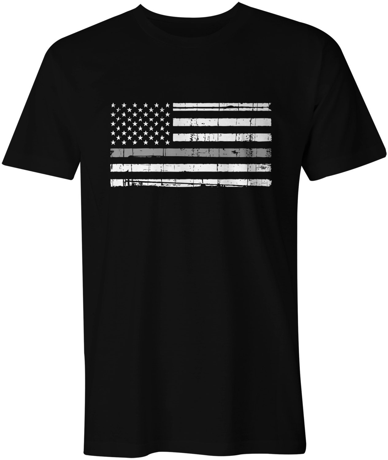Thin Silver Line American Flag T-shirt 